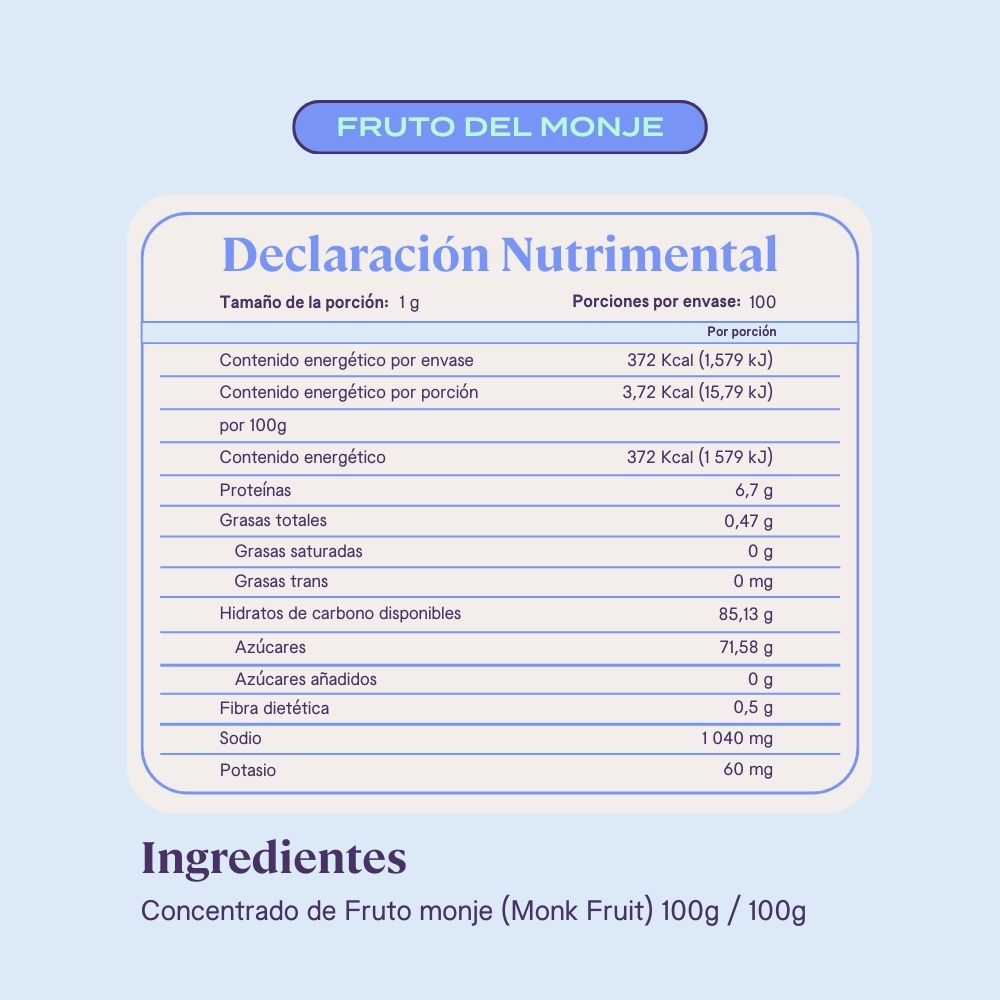 Monk Fruit 100% Puro | Fruta del Monje sin eritritol - 100g