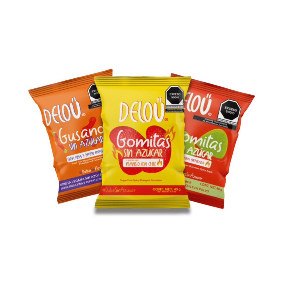 Deloü Gomitas Mix Vegano con Chile - 12 piezas