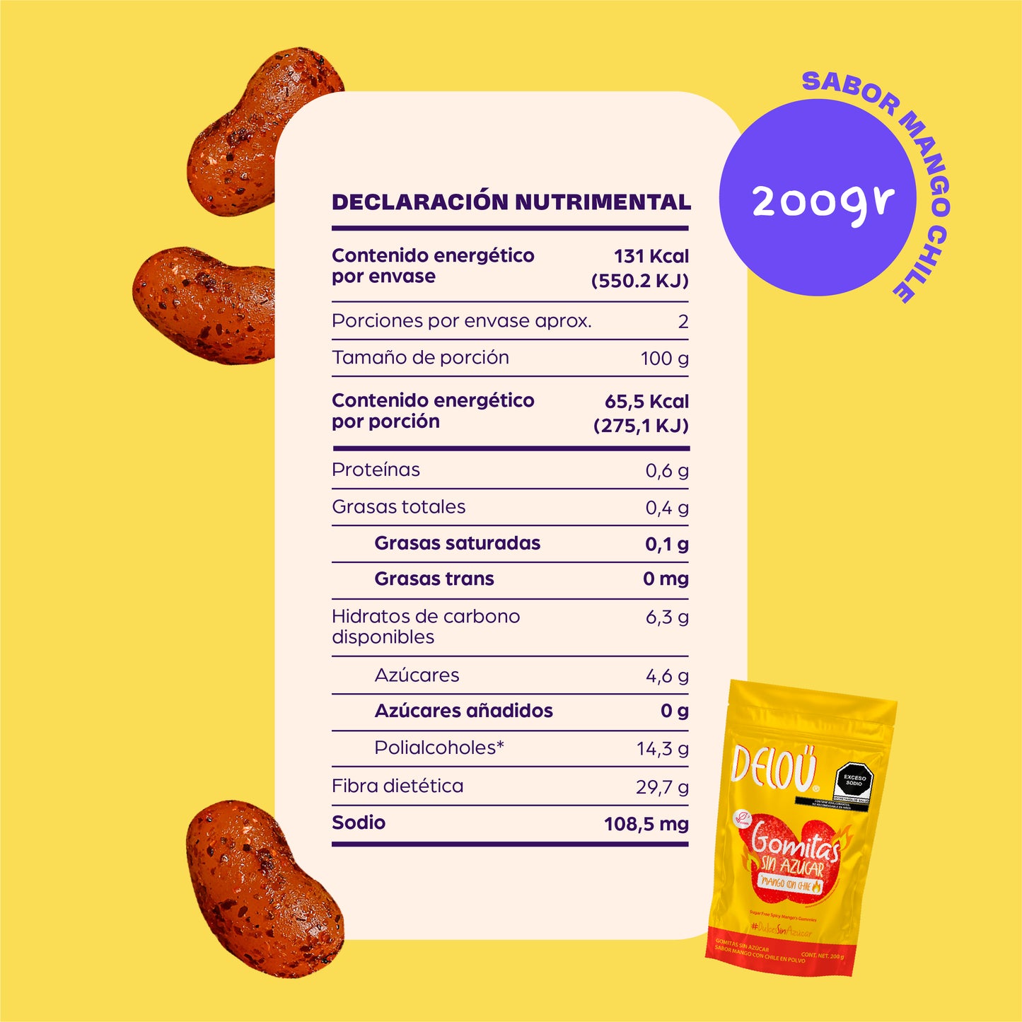 Deloü Manguitos Enchilados sin azúcar | Familiar