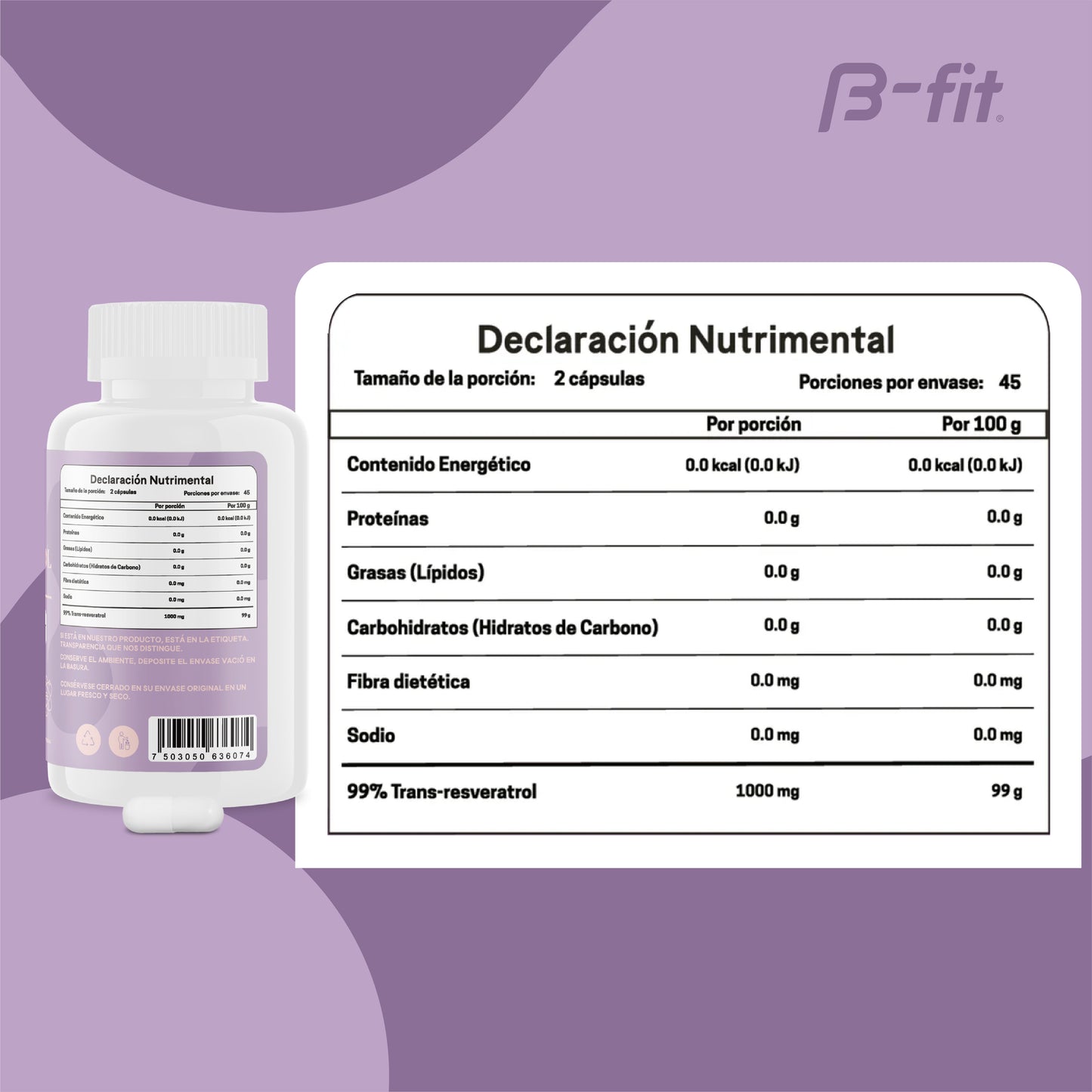 Trans-Resveratrol - 90 Cápsulas