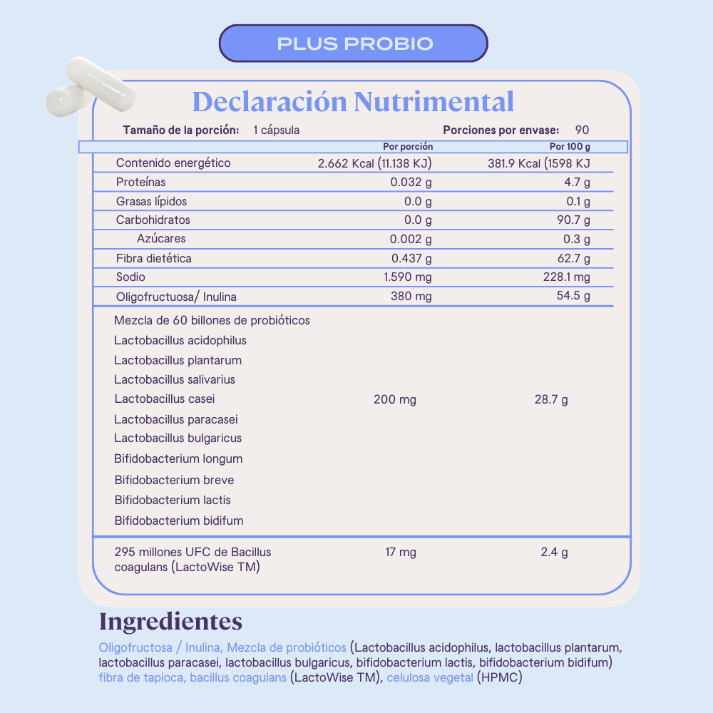 Plus Probio - 11 cepas, 60 billones de probióticos