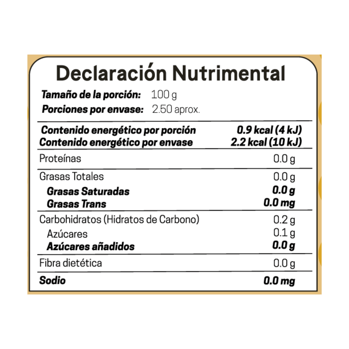 Tabla nutrimental