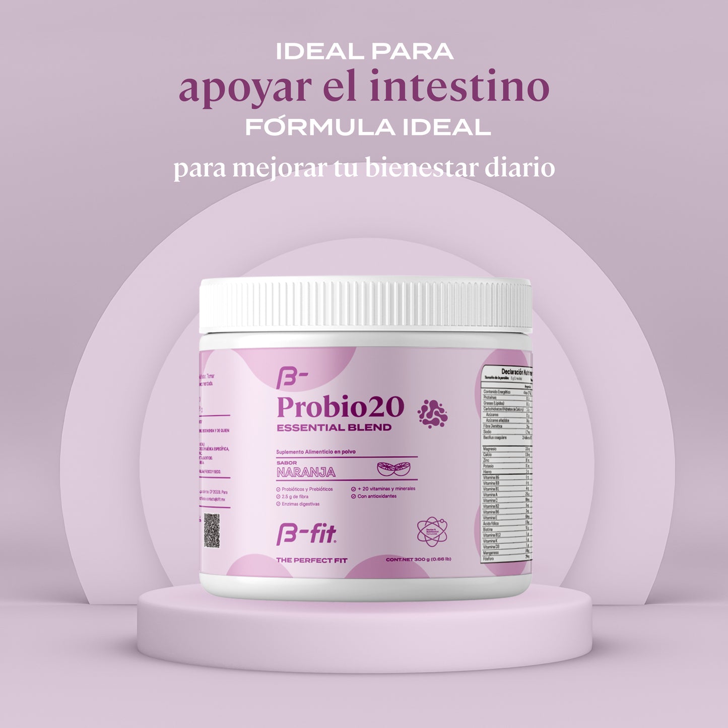 ProBio20 | Prebióticos y Probióticos en polvo + 20 vitaminas y minerales - 60 porciones