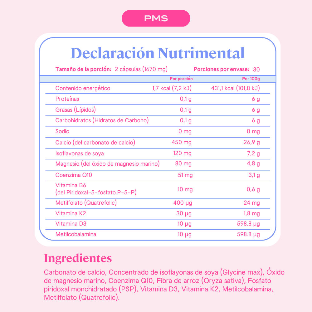 PMS™ suplemento para ciclo menstrual - 60 cápsulas | 30 porciones