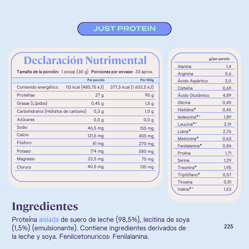 Just Protein | Proteína 100% pura sin sabor - 33 porciones (1 Kg)