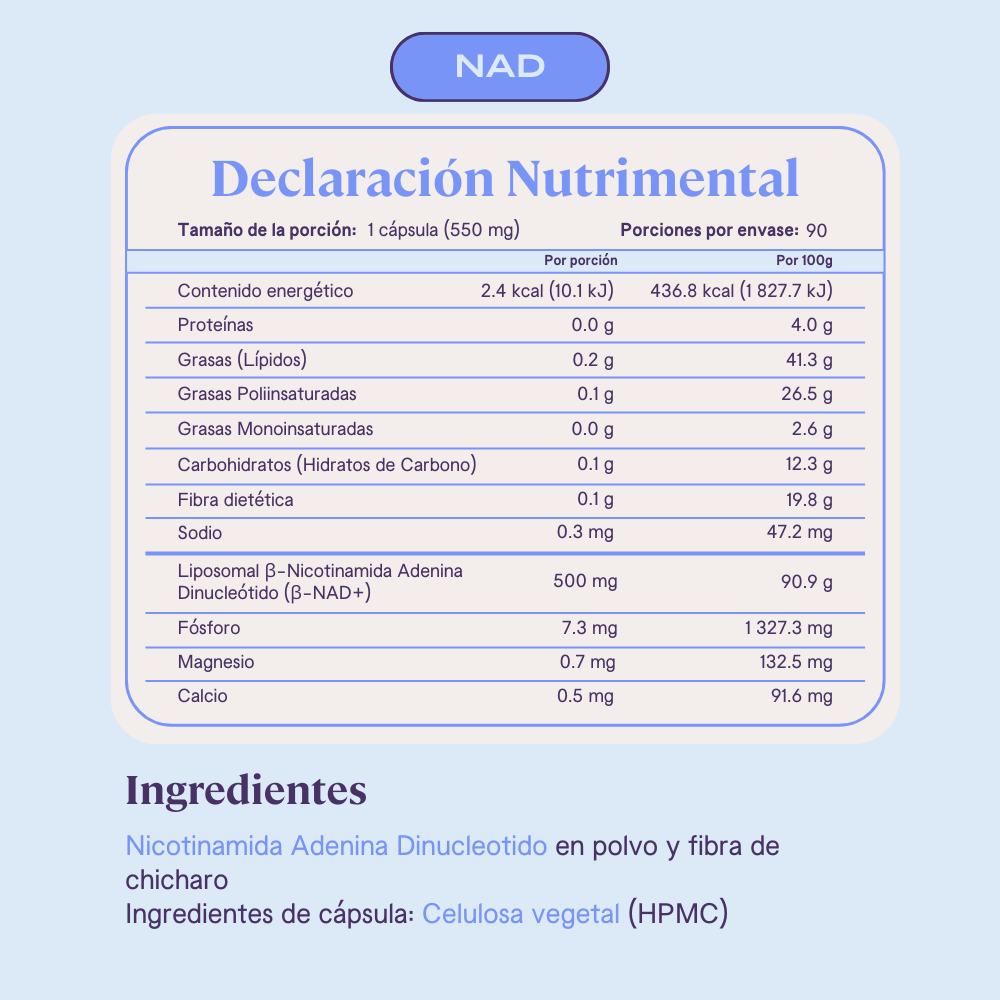 NAD (Nicotinamide Adenine Dinucleotide) - 90 Cápsulas
