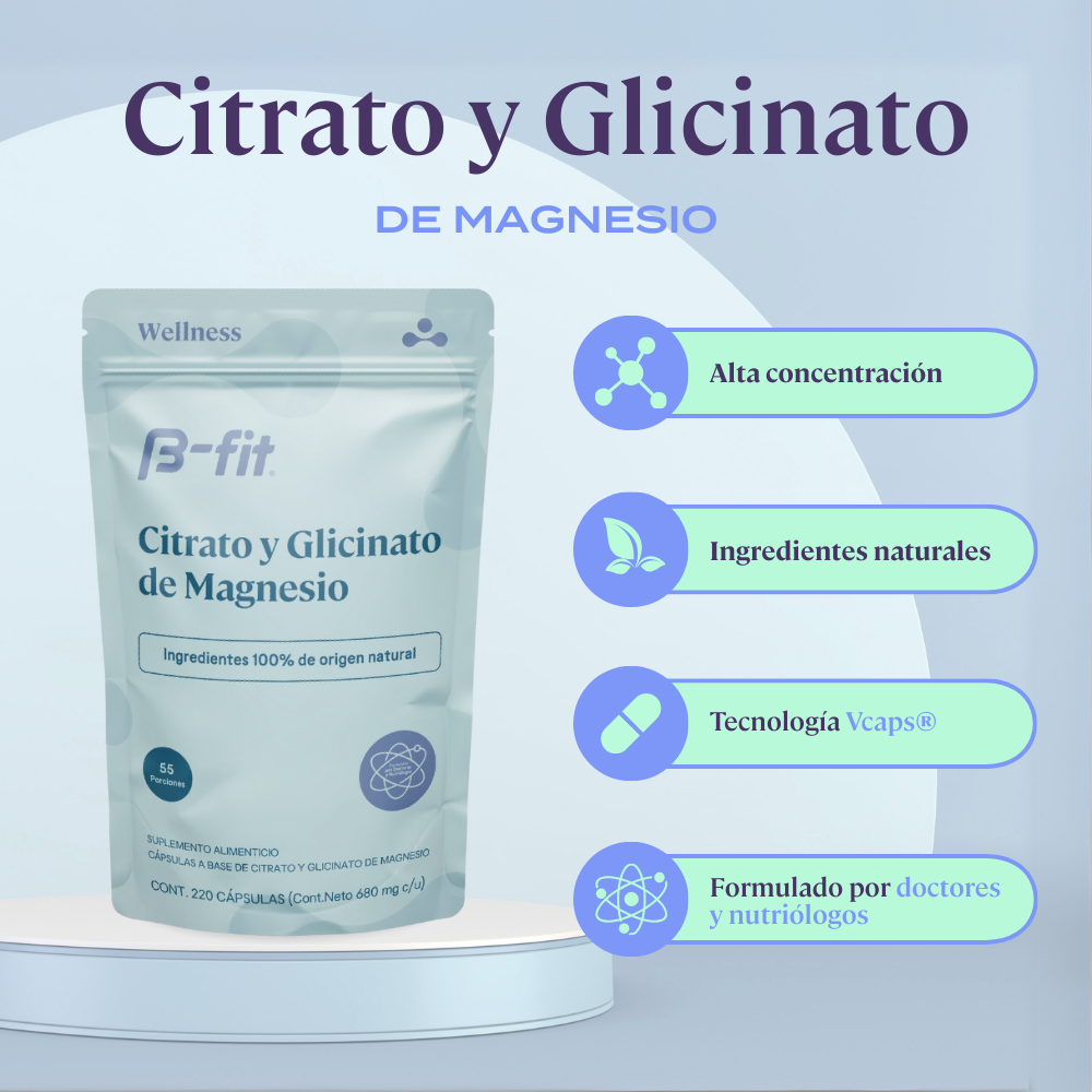 Citrato y Glicinato de Magnesio - 220 Cápsulas | 55 porciones