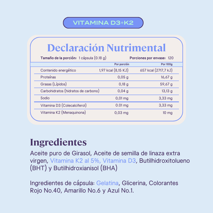 Vitamina D3 + K - 120 Cápsulas