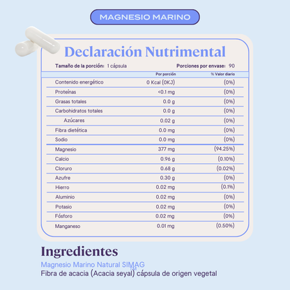 Magnesio Marino 100% Natural - 90 Cápsulas