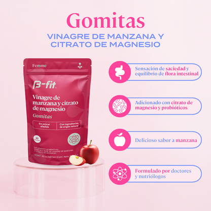 Gomitas de Vinagre de Manzana y Citrato de Magnesio - 90 Gomitas | 30 porciones