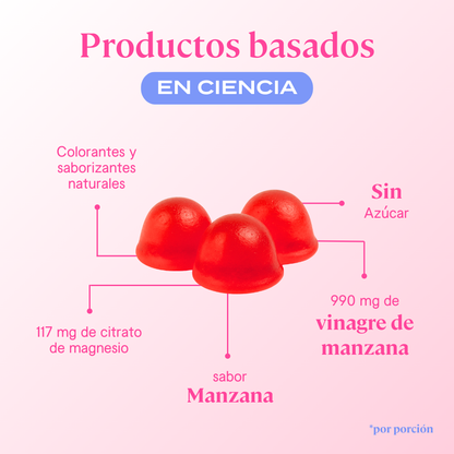 Gomitas de Vinagre de Manzana y Citrato de Magnesio - 90 Gomitas | 30 porciones