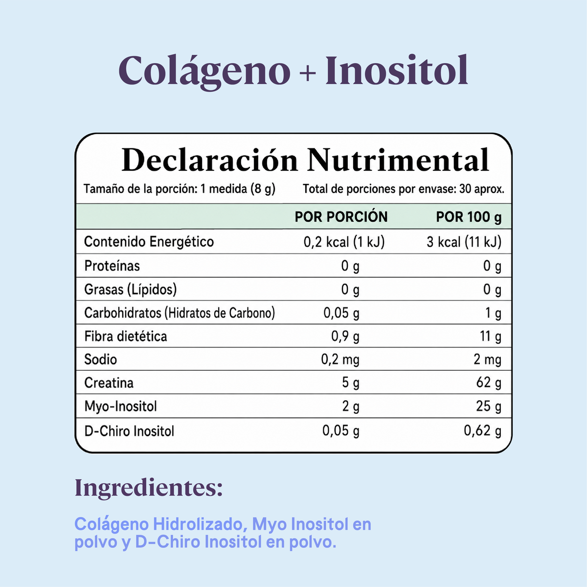 Colágeno + Inositol - 30 porciones