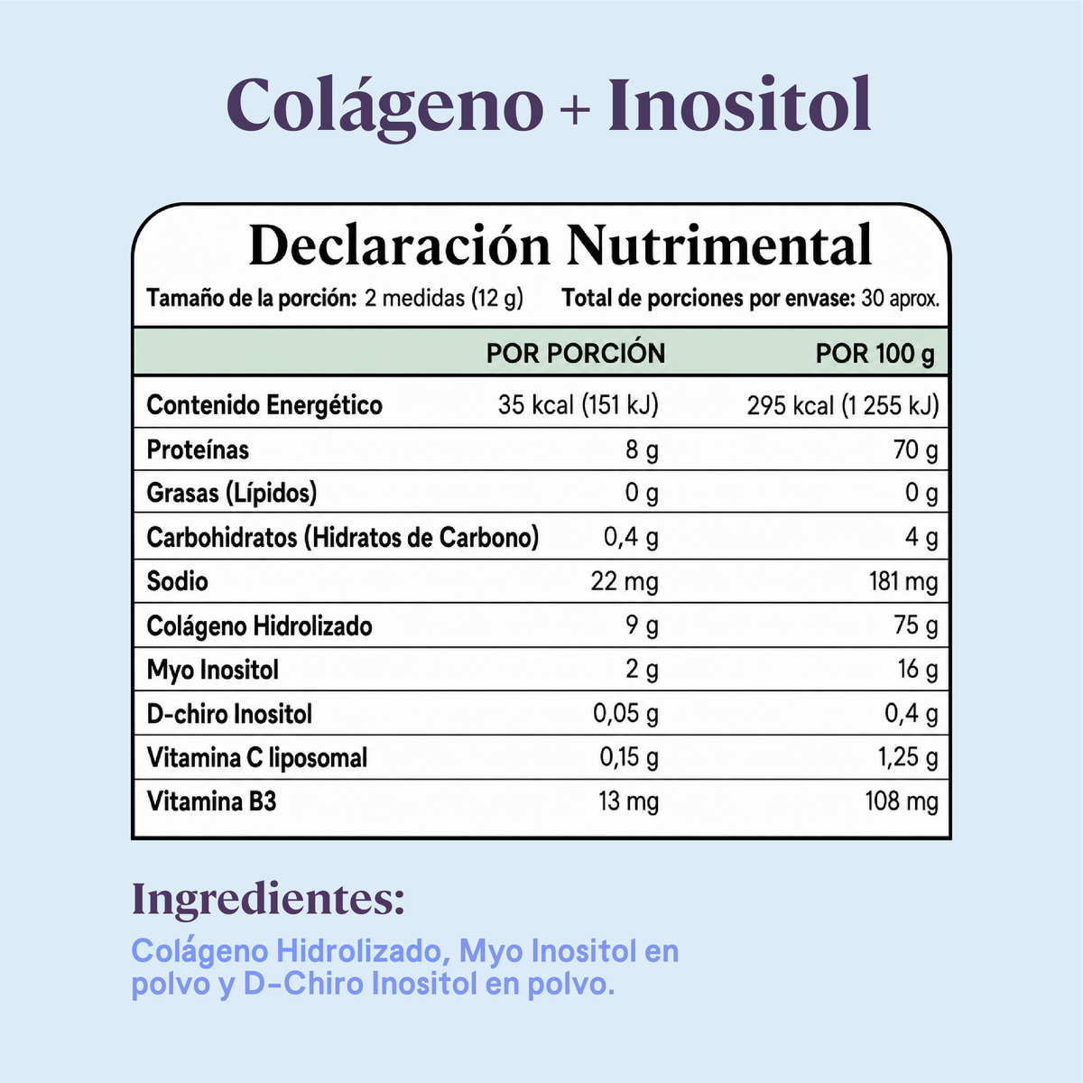 Colágeno + Inositol - 30 porciones