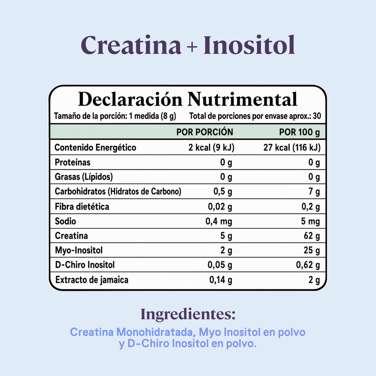 Creatina + Inositol - 30 porciones