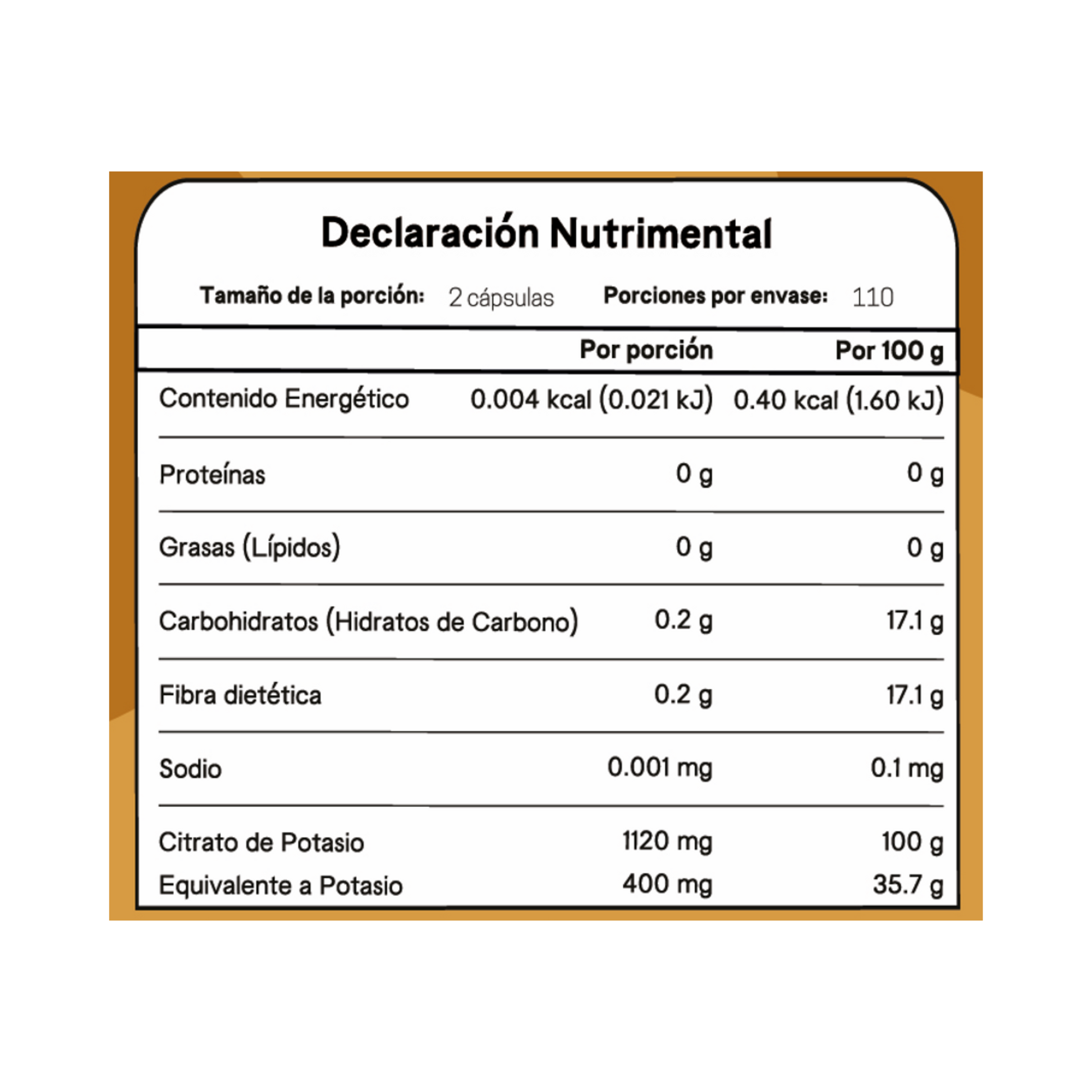 tabla nutrimental