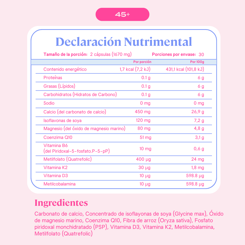 Multivitamínico para Mujeres 45+ años Premium - 60 Cápsulas Veganas | 30 Porciones