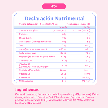 Multivitamínico para Mujeres 45+ años Premium - 60 Cápsulas Veganas | 30 Porciones