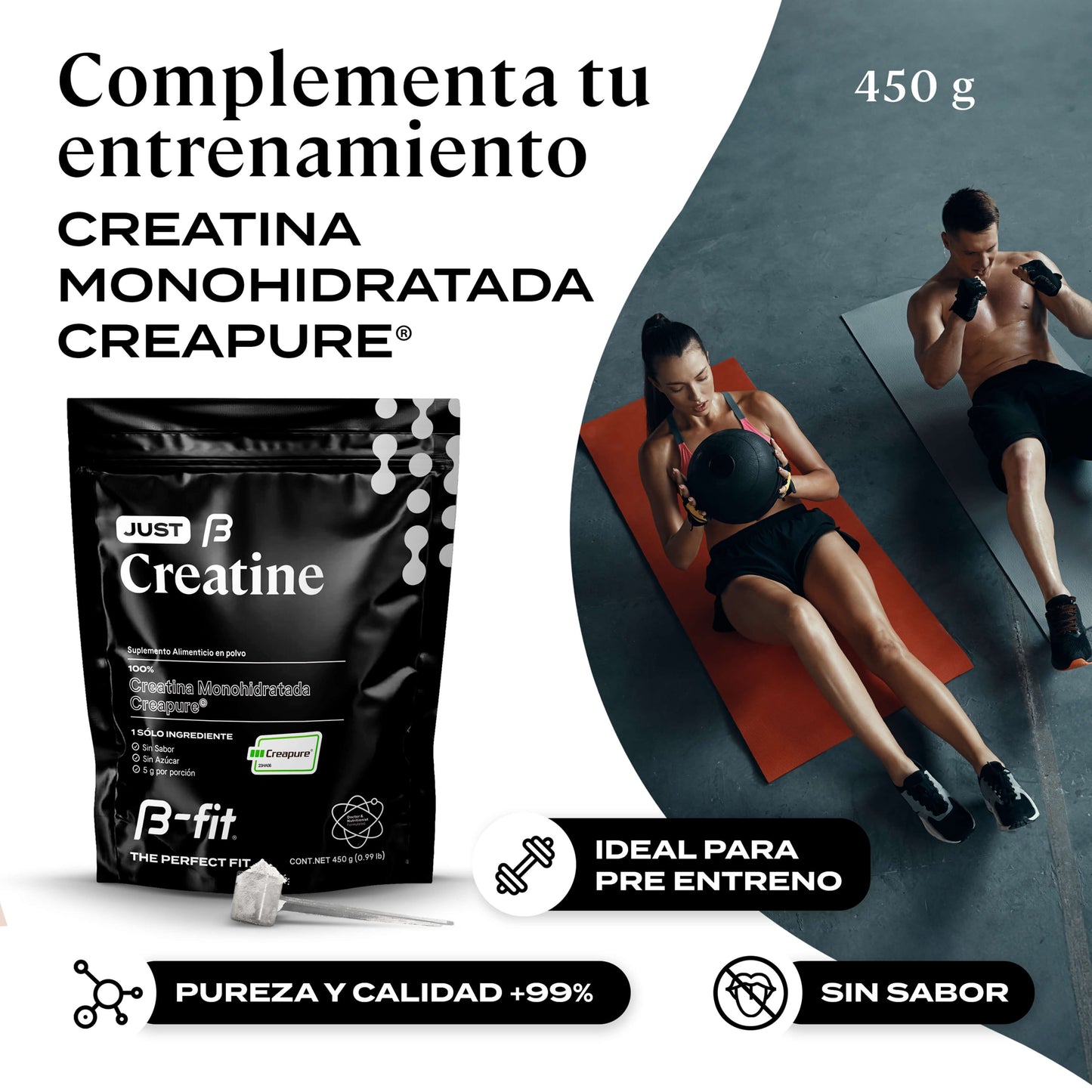 Creatina Monohidratada Just Creatine Creapure® 450gr (90 servicios) | B-fit