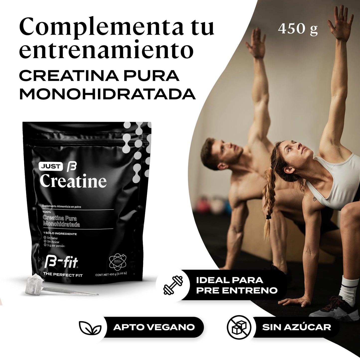 Creatina Monohidratada Just Creatine 450gr (90 servicios)| B-fit