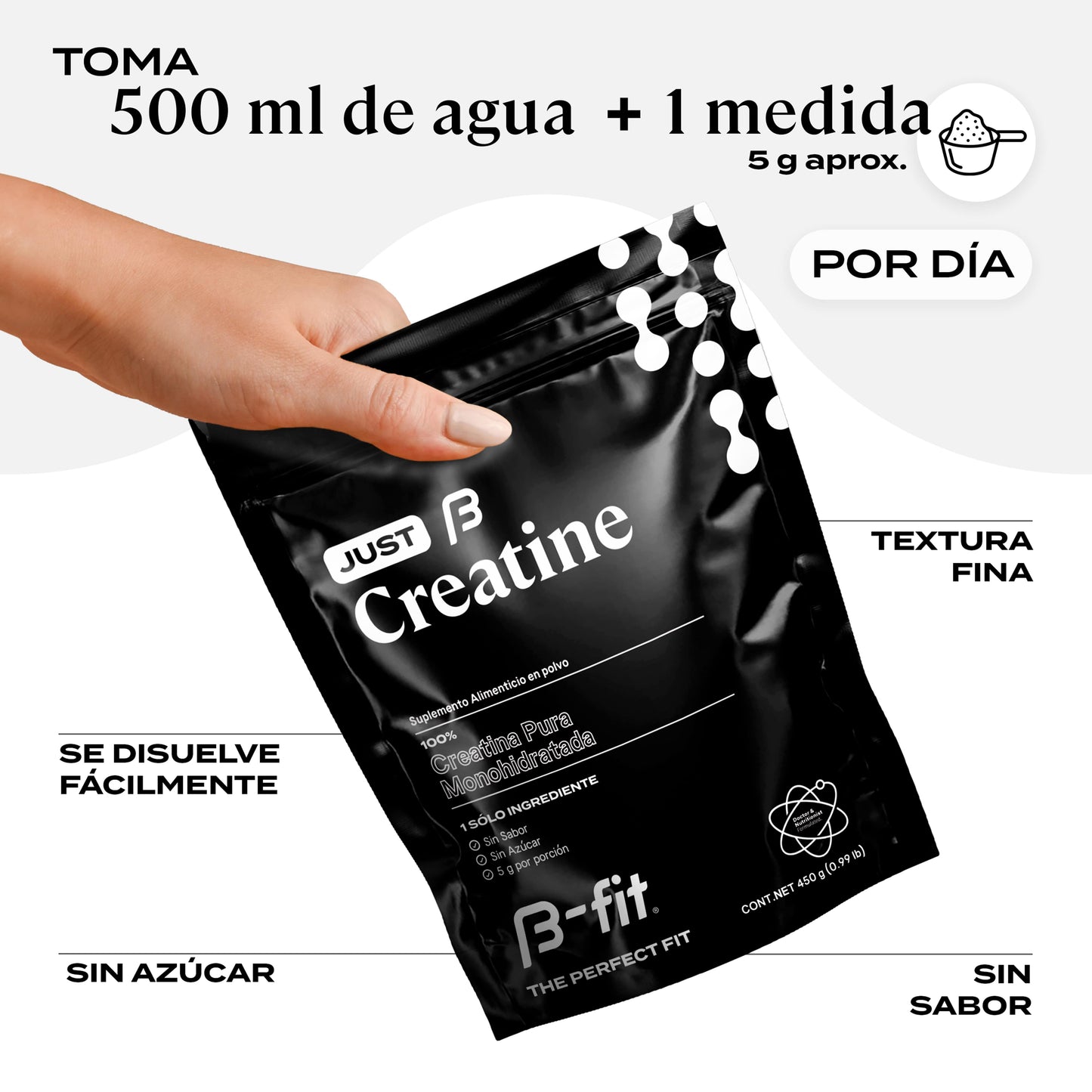 Creatina Monohidratada Just Creatine 450gr (90 servicios)| B-fit