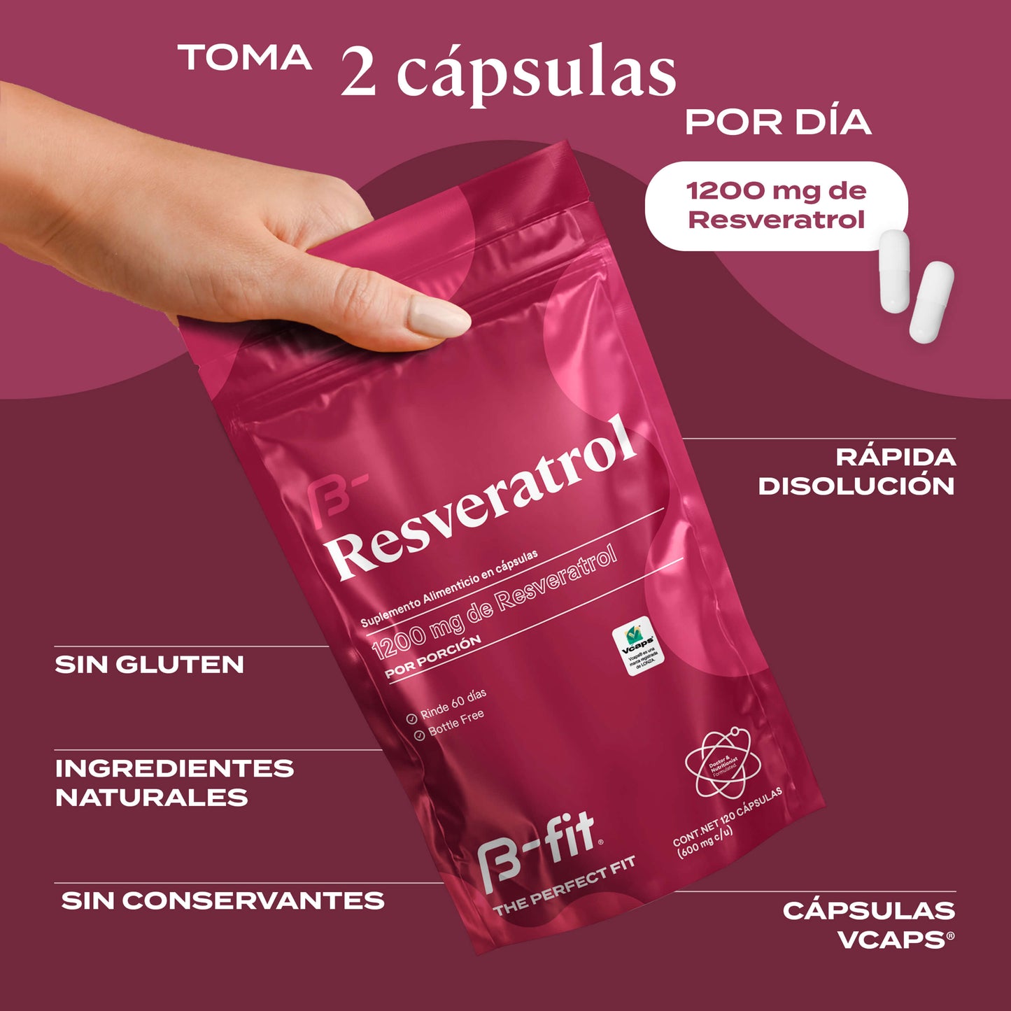 Resveratrol - 120 cápsulas | B-fit