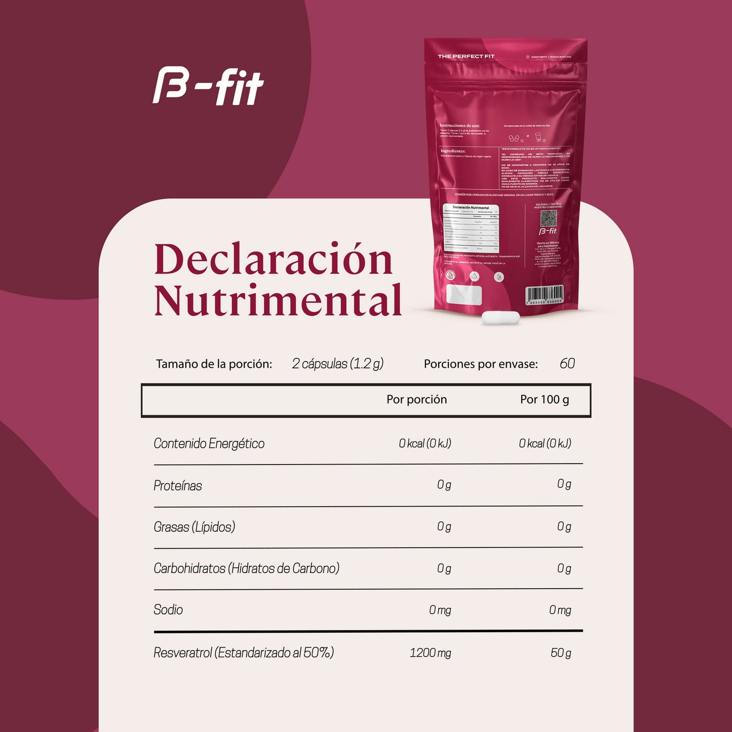 Resveratrol - 120 cápsulas | B-fit