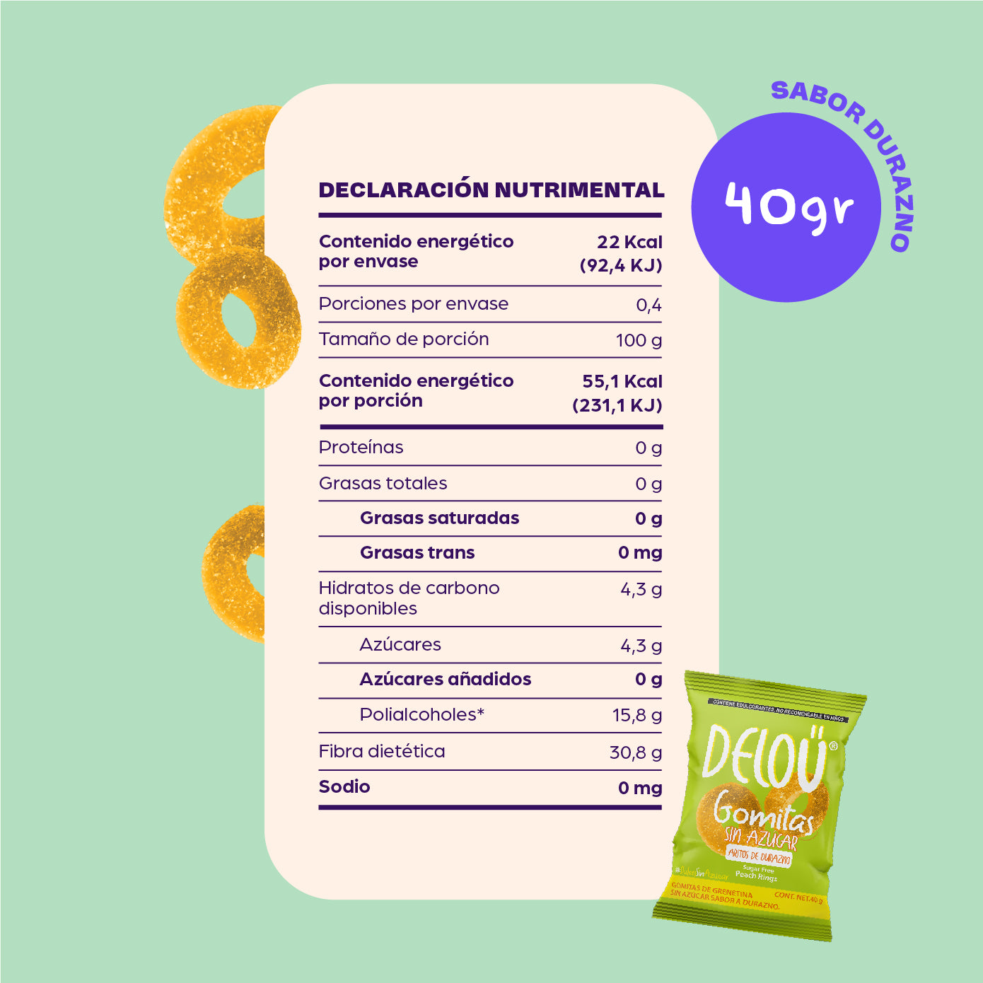 Deloü Aritos sabor Durazno