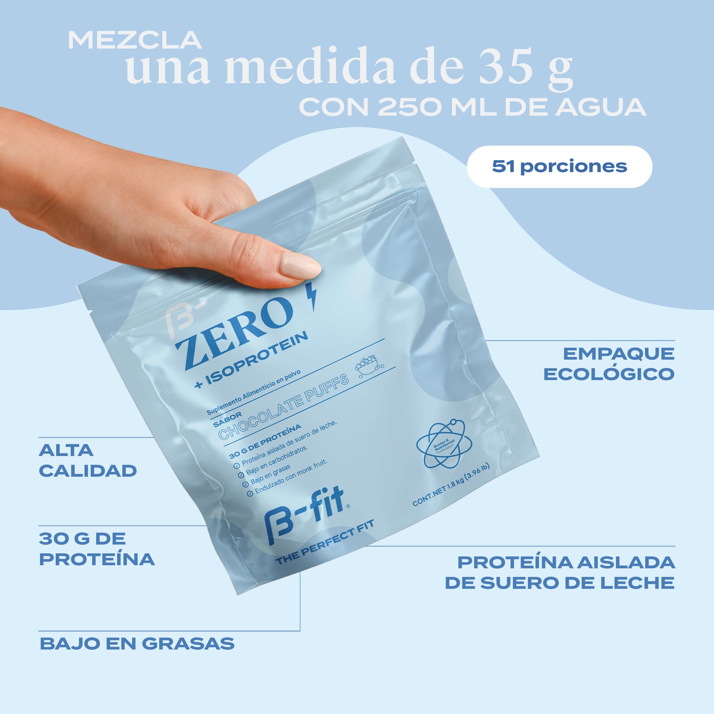 Proteina Zero+ Isolated  - 51 porciones (1.8 Kg)