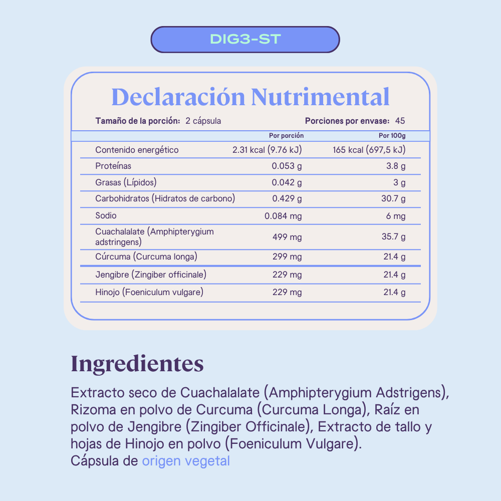 Digestivo herbal DIG3-ST - 90 Cápsulas