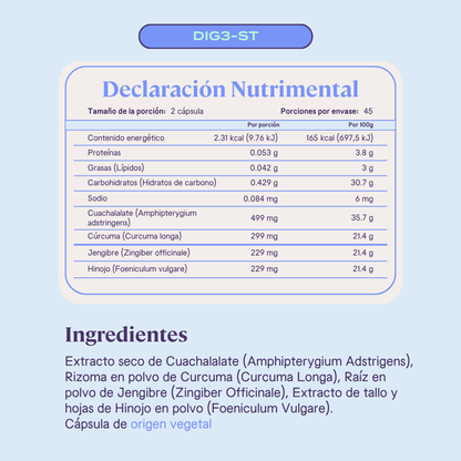 Digestivo herbal DIG3-ST - 90 Cápsulas